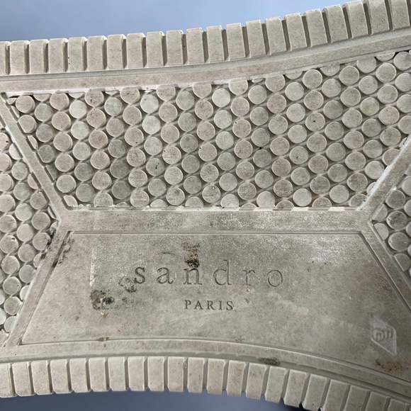 SANDRO White Black Beige Color Block Leather Low Top Sneakers - Picture 8 of 8